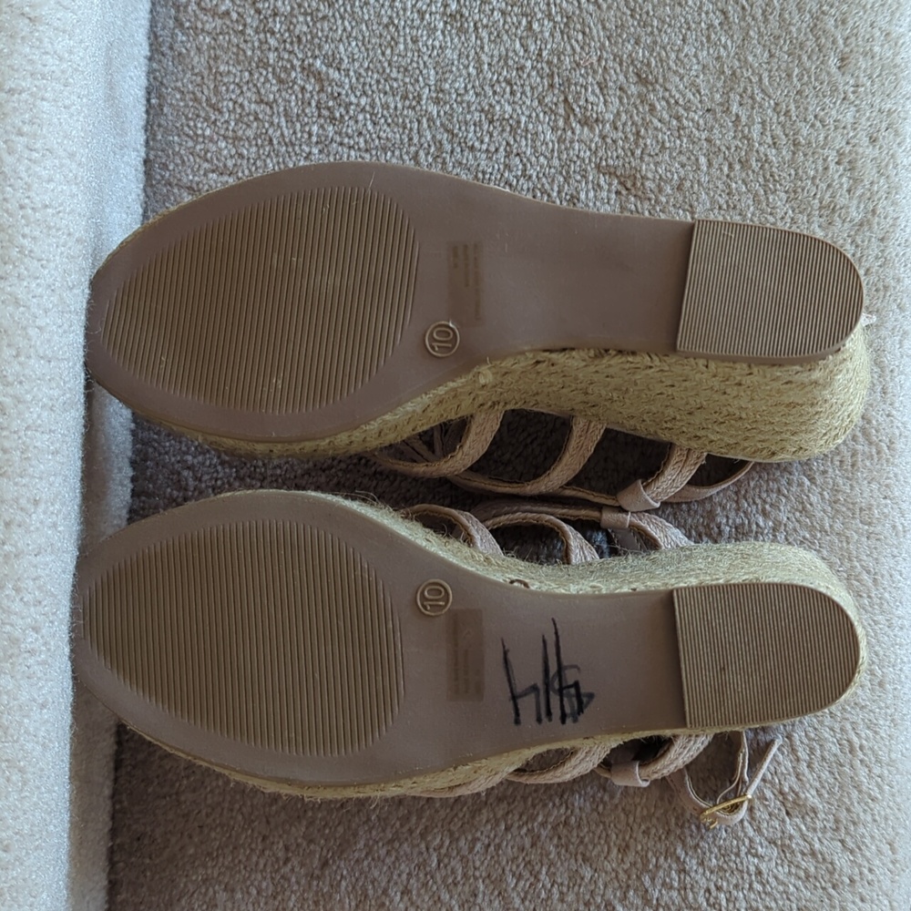 Wild Diva Lounge Strappy Jute Espadrille Wedge Sandal Shoes 10 Cream Beige/Tan - Picture 16 of 16